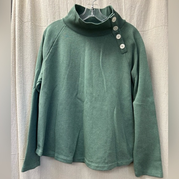 JCrew/Wide button-collar pullover sweatshirt/Size L/ pastel green - Picture 2 of 11